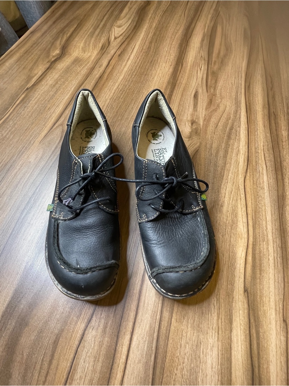 El Naturalista Black Leather Lace-Up Derby Sz 40